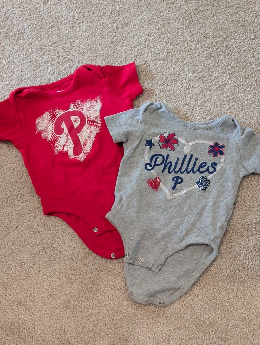 Genuine Merchandise Red & Gray Baby Bodysuit Set